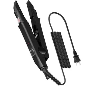 Professional Hair Extensions Tool Hair Connector Fusion Heat Iron Connector Wand Temperature Adjustable Melting Tool with US Plug Black B-tip