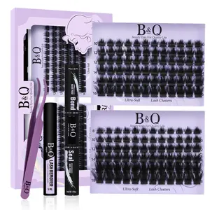 F03&F05 Kit l B&Q 144pcs Ultralight Soft Volume Wispy Clusters (10-18MIX) for DIY Eyelashes Extension,Sleep Proof Waterproof,Week Long Lasting,Fake Thick Volume Full Lash Stacking Vacation Lash Makeup Cosmetic #SummerVibes