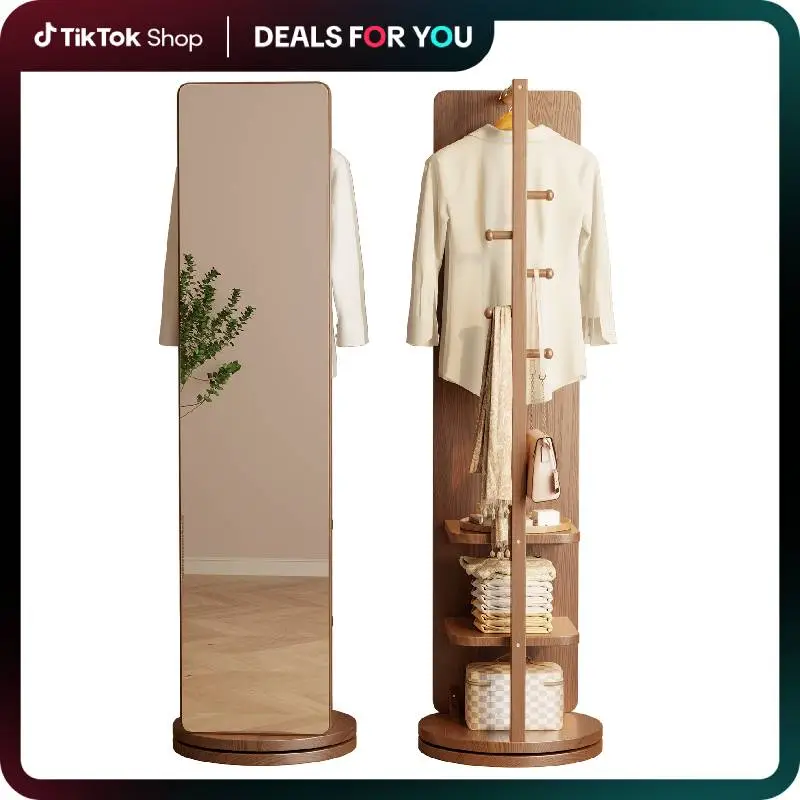 【HOT】Full Length Mirror,Full Body Mirror Solid Wood Floor Mirror with Coat Rack, Full Length Mirror with Stand Long Mirrors for Bedroom,Living Room, M