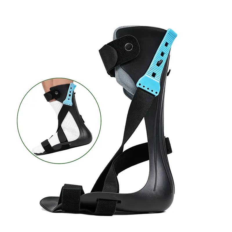 Terry Cloth Drop Foot Brace with Plastic Semi-Footplate Structure, AFO Ankle Support for Adults to Correct Gait & Toe Drag, Post-Stroke Nerve Injury Recovery Aid Fits Any Shoes, Correct Toe Drag, Low-Profile Open-Heel Design