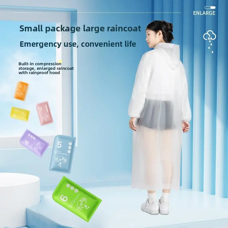 Unisex 7-Piece Portable Compressed Disposable Card Raincoats, Thickened Waterproof Lightweight Individually Packed Emergency Ponchos for Outdoor Travel, Concert, Music Festival, High Visibility Multiple Sets for Purse Storage, Purses