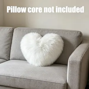 Navy Heart-Shaped Plush Pillow Cover, No Insert Included, Nordic Style Romantic Decoration, Soft Comfortable Sofa Bedroom Accessory