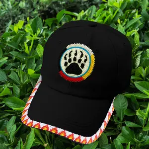Bear Paw Baseball Cap With Patch Brim Unisex Native American Style