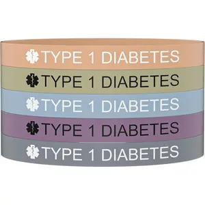5PCS Medical Alert Bracelet for Women Men, Medical Alert ID Silicone Wristband Bracelets for Diabetic 1/2 D.N.R Pacemaker Epilepsy