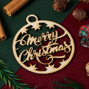 Wood Name Bauble Gifts 2025 Custom Ornaments Christmas Tree Hangings Personalized Plywood Ornament 8cm Diameter 2mm Thickness Rustic Decor