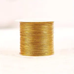 1 Roll Golden Rope Twine Ribbon Wedding Packing Cords Rope DIY Handmade Craft String Home Festival Party Decoration, Gift Wrapping Rope