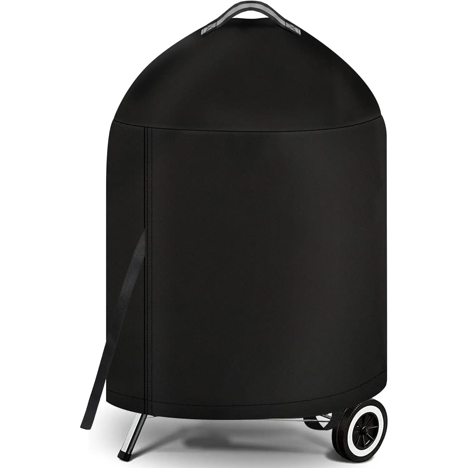 22 in Round Vinyl Grill Cover for Weber & Char-Broil Charcoal Kettle Grills, Heavy-Duty, Lightweight, Strap-Equipped, Water-Resistant Outdoor Dust Cover