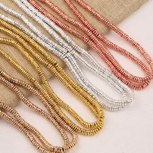 Wave Spacer Hematite Beads – 6x2mm & 5x2.5mm, 195pcs, Vacuum Electroplated (14K/18K Gold, Platinum, Rose Gold Colors), Polished Black Stone DIY Jewelry Supplies