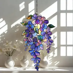 Holographic Wisteria Suncatcher – Acrylic Floral Window Decor, Rainbow Light Catcher, Aesthetic Room Decor Gift