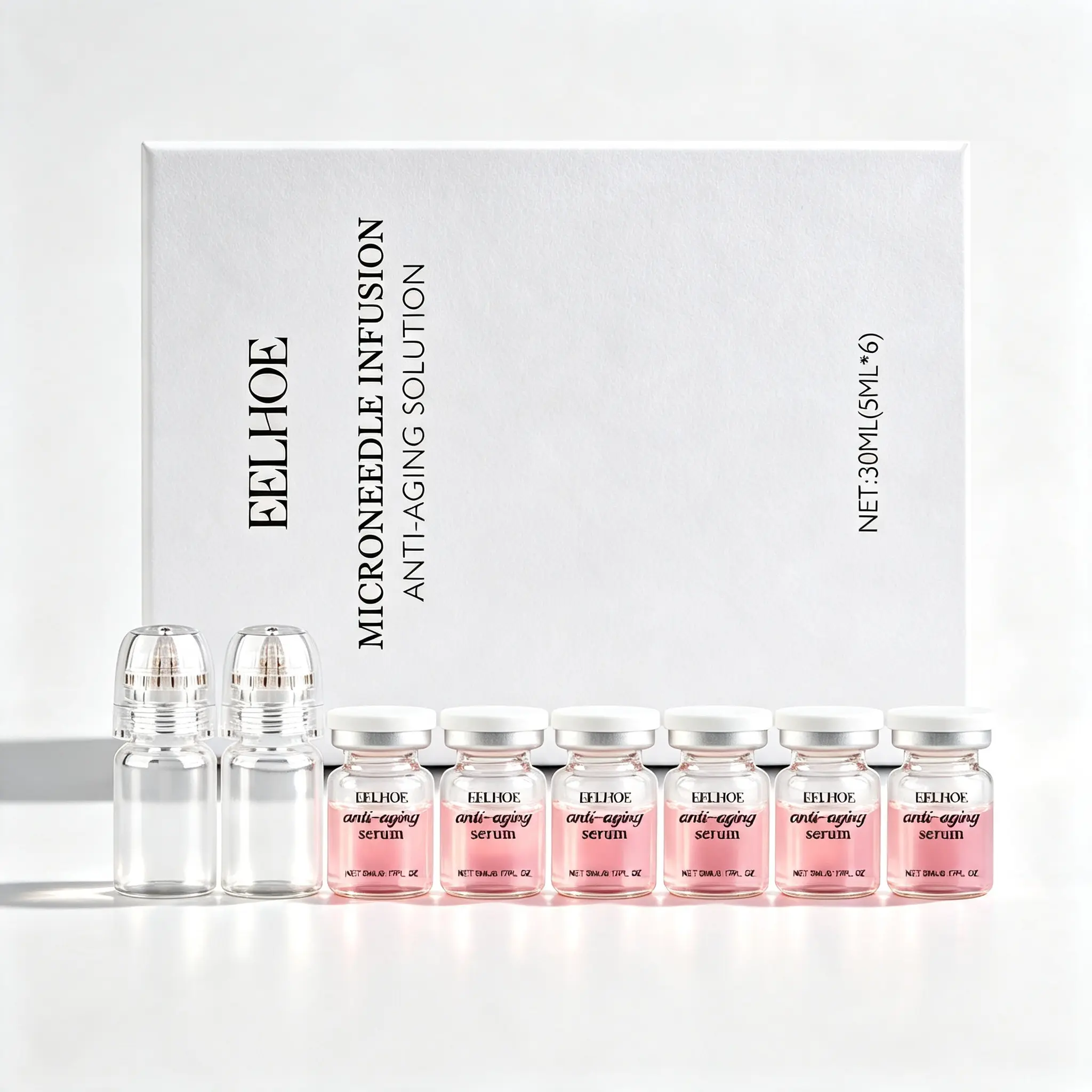 Microneedle Infusion Anti-Aging Facial Serum Kit, Deep Hydration Skin Firming Essence, Helps Smooth Fine Lines for Daily At-Home Skincare, 7 Vials with Roller Applicator Moisture Moisturize Moisturizer Hydrating Hydrate Ginger Sensuous Scent Vegan