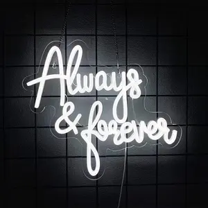 Always Forever Neon Love LED Wall Decor Sign, Letters USB Powered, Easy to Hang, Perfect for Wedding Engagement Party Club Hotel Bedroom Bar
