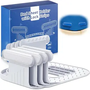 Bed Sheet Holder with Lock Strips, Open Corner Heavy Duty Bedsheet Clips with Enhanced Straps, No More Loose Sheets, Keep Sheets Firm and Tight, Easy Insta