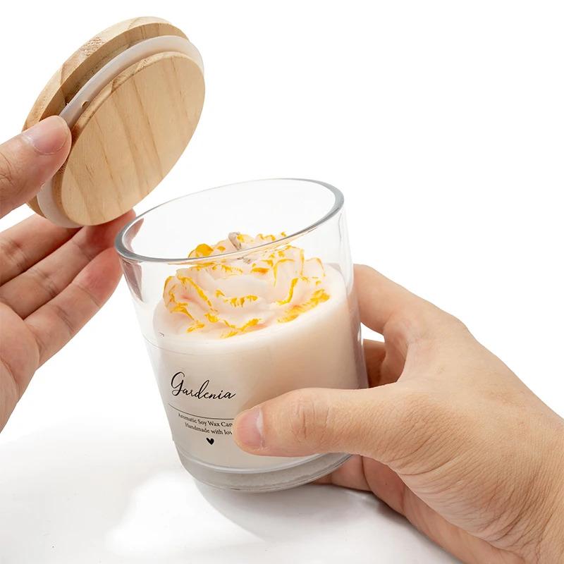 AIKUN Unique Design 8 * 9cm Succulent Candle Glass Jar Aroma Honey & Lemon Candles Plant Scented Candles