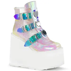 Demonia Swing-105 Pearl Iridescent Vegan Leather Ankle Boots