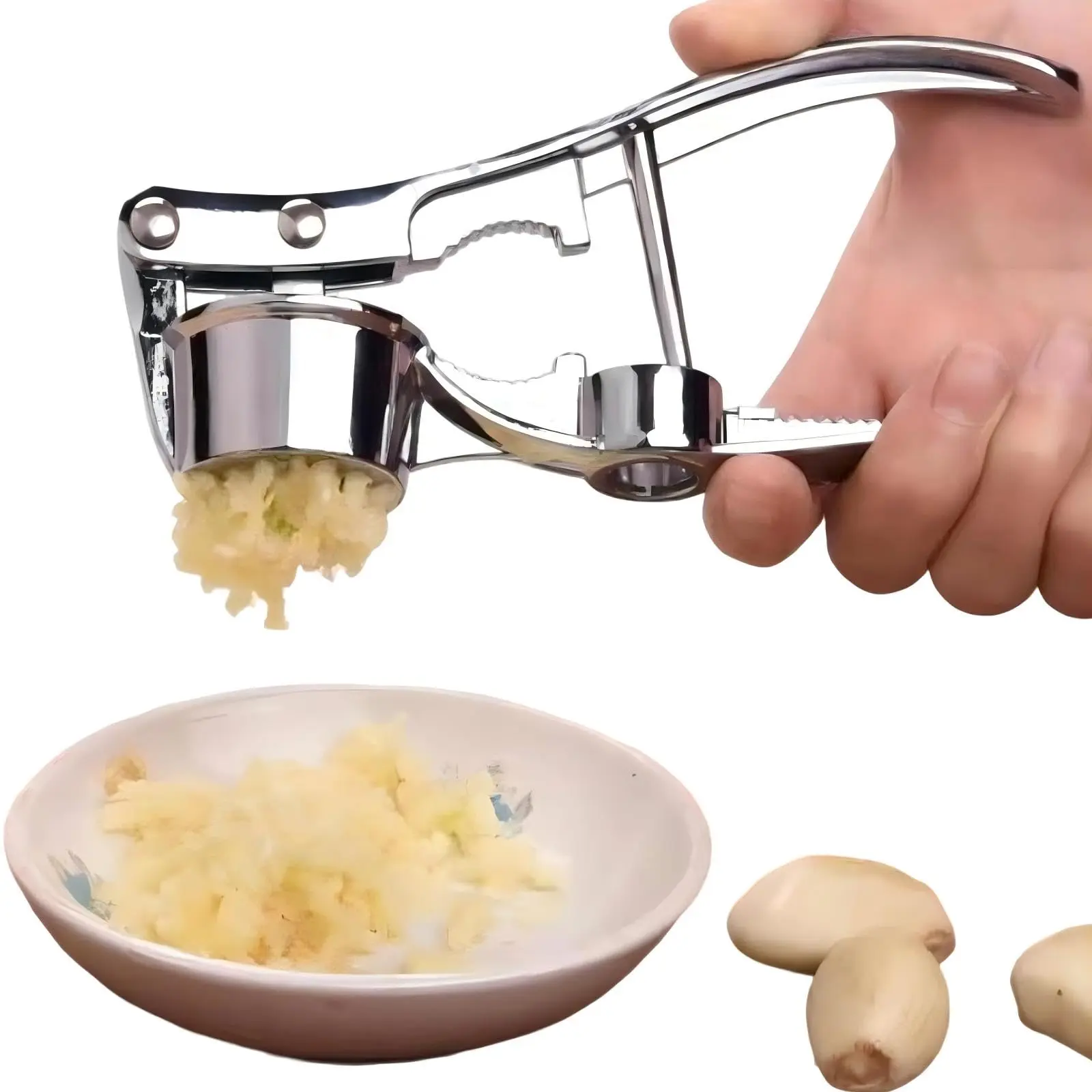 Stainless Steel Garlic Press | 5-in-1, Kitchen Gadget, Crusher