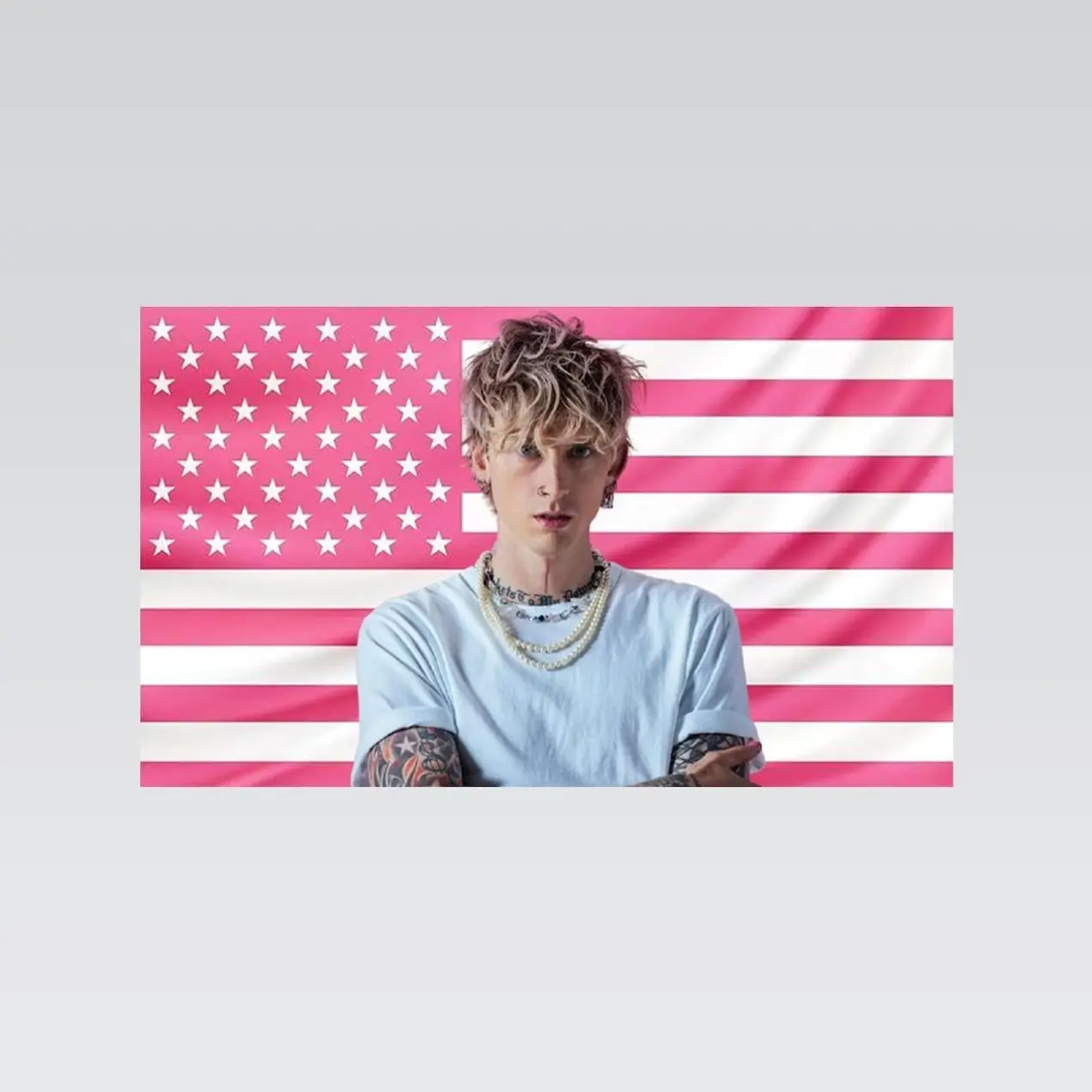Machine Gun Kelly Pink American Flag Tapestry – Rapper Wall Art | Aesthetic Pink Flag | Music Fan Decor | Artist Room Gift