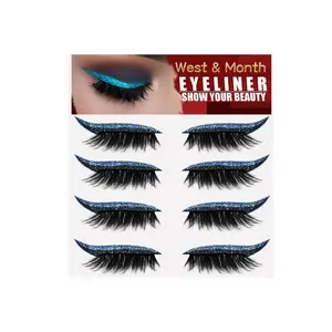 4 Pairs Glitter Self-Adhesive False Eyelashes - Waterproof D , Easy to Apply for Cosplay, Parties & Everyday Use, Reusable & Natural Look, Cat Eye & Fluffy Styles, Cosplay Eyelashes, Selfadhesive Lashes, Cosmetic False Lashes