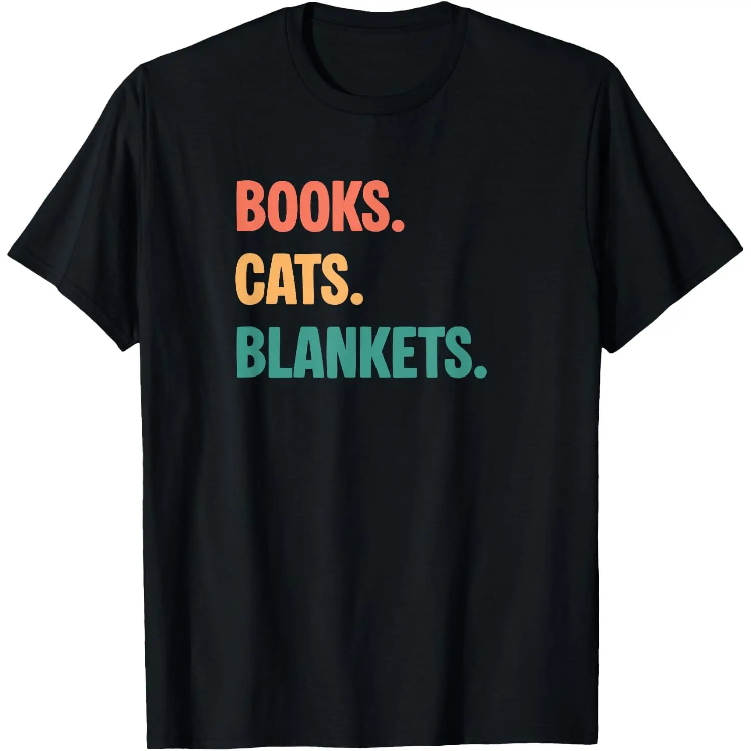 100%cotton Vintage Books Cats Blankets Lovers T-Shirt