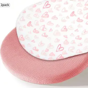 2-Pack Baby Fitted Crib Sheets Set, Pure Color & Printed Design, Soft Breathable Fabric, Fits Oval Rectangle Hourglass Cribs, Perfect Newborn Gift