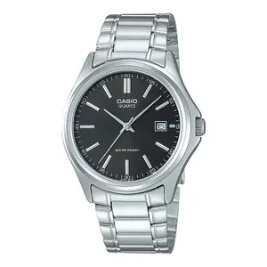 Casio Men’s Silver Stainless Steel Watch with Black Dial - MTP-1183A-1A