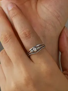 Anxiety Relief Ring, Anxiety Spinner Fidget Ring, Silvery Spinning Bead Ring, Friendship Gift, Birthday Gift, Gift for Her, Stackable Rings, Stacking Rings