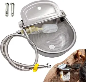 Stainless Steel Automatic Water Bowl with Float Valve for Pets, Auto-Filling Dog Drinking Bowl, Indoor & Outdoor Use, Two Options Available: Complete Hose Kit or Single Water Bowl