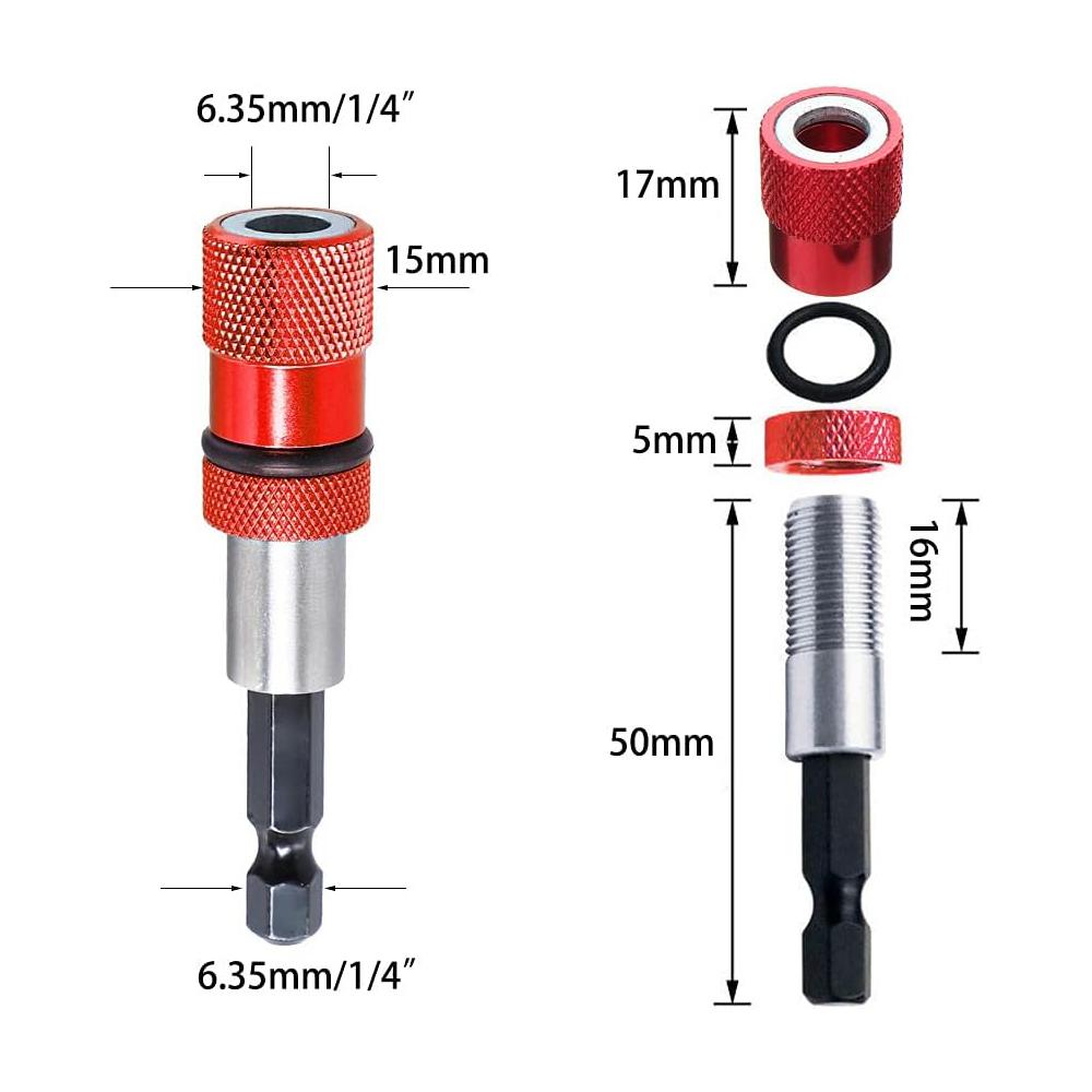 Fathersdaygift 2pcs Adjustable Screw Depth Screwdriver Bit Holder Magnetic Steel Screwdriver Drywall Bit 1/4 Inch Hex Shank with S2 Phillips 2 Screw Driver Bits Fathers Day Gifts