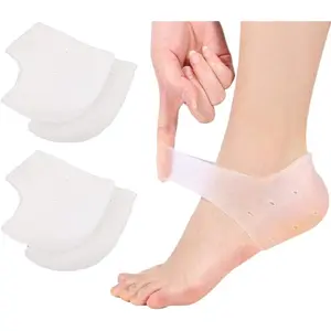 2 Pairs Gel Heel Protectors, Blister Prevention Heel Sleeves, Silicone Heel Cups & Ankle Protectors for Heel Pain and Cracked Heels Relief for Men and Women