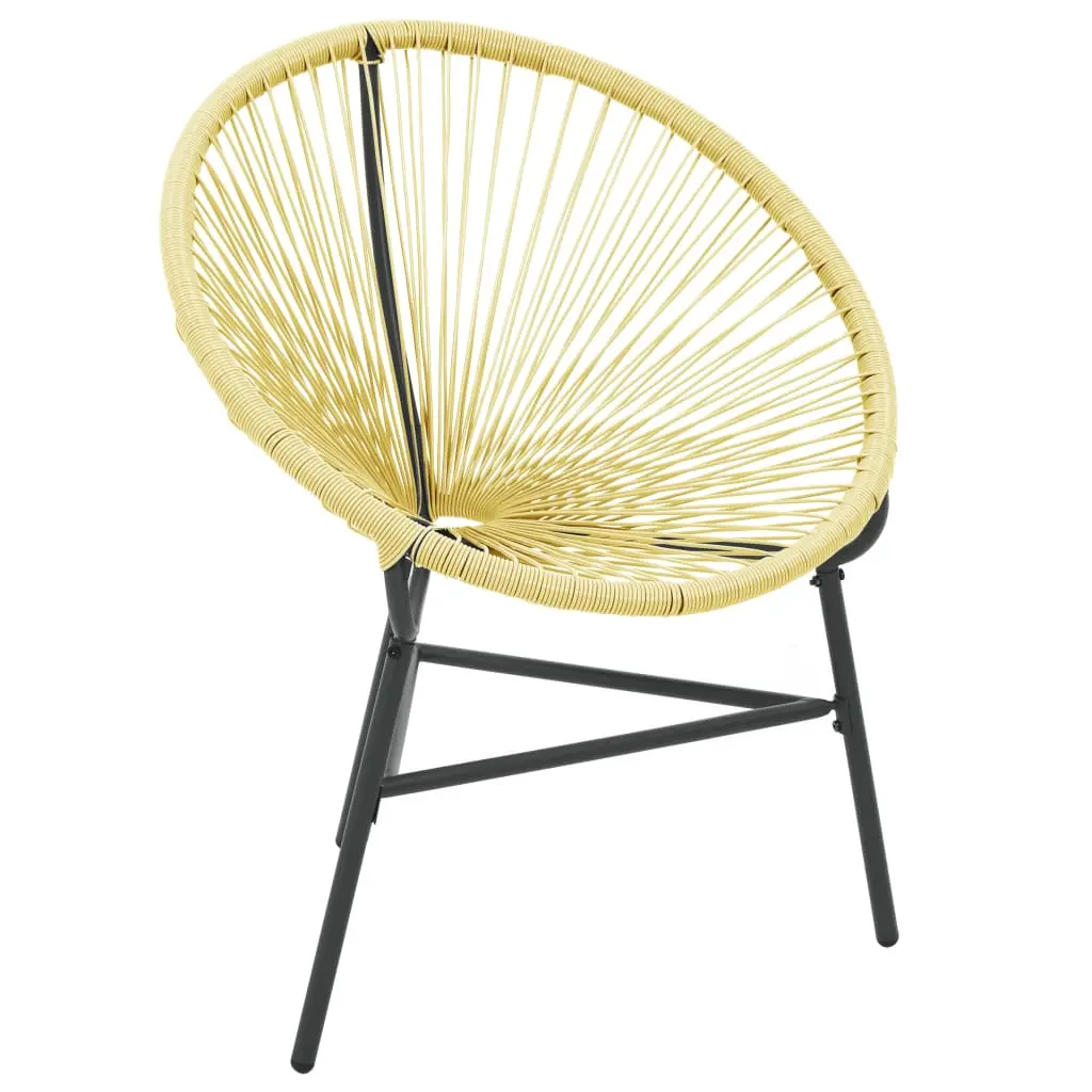 vidaXL Patio Moon Chair, Outdoor Seating Acapulco Chair with Steel Frame, Lounge Chair for Indoor and Outdoor, Modern Style, Poly Rattan Beige 313139