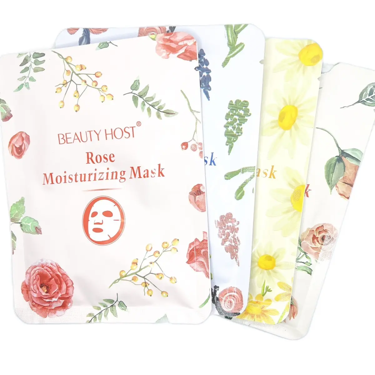 Hyaluronic Acid Sheet Mask - 4 pack variety rose Camellia Royal jelly Chamomile Lavender All Skin Types Skincare