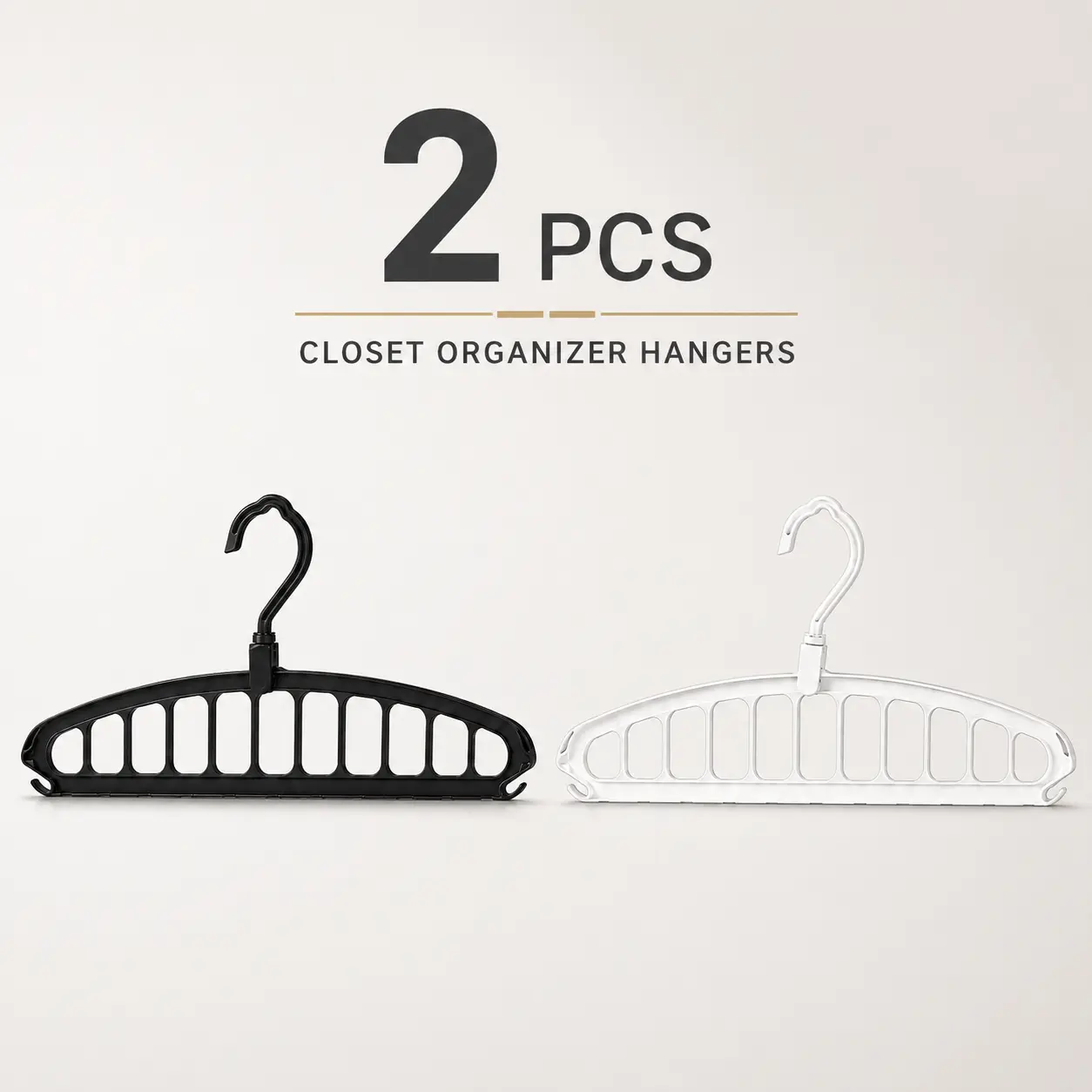 2 Pack Non-Slip Magic Hangers - Compact, 360-Degree Rotatable, 11-Hole Space-Saving Dual-Use Racks, Vertical-Horizontal Convertible Closet Organizers for Bedrooms, Small Apartments