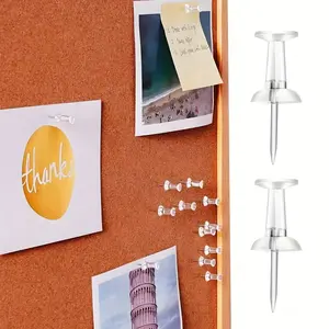 Transparent Push Pins, 50/200/400pcs, Small I-Beam Pins, Clear DIY Craft Pins, Cork Board Pins, Photo Wall Pins, 23mm, School, Home, Office Use