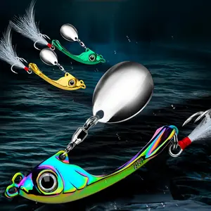 5pcs Lure Rotating Reflective Vibration Fishing Bait, Zinc Alloy Far Casting Swimbait, Artificial Fish Lures for Anglers