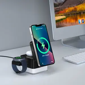 15W Fast Charging Station, Foldable Wireless Charging Stand for Galaxys S25 S24 S23/ iPhone 17 16 15 14, 13, 12, Pro/Pro Max for iWatch 3-11, SE/Ultra Airpods 4/3/2/Pro