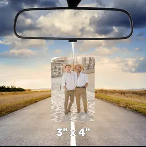 Personalized Air Freshener 3.5" x 3.5" Custom Photo Mirror Hanging Decor for Personal Use with Family Picture Design