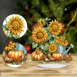 2D Flat Print Autumn DIY Table Top Diamond Painting Ornament Kits Diamond Painting Desktop Ornaments Kit 5D DIY Diamond Art Tabletop Decorations for Home Office Desktop Decor