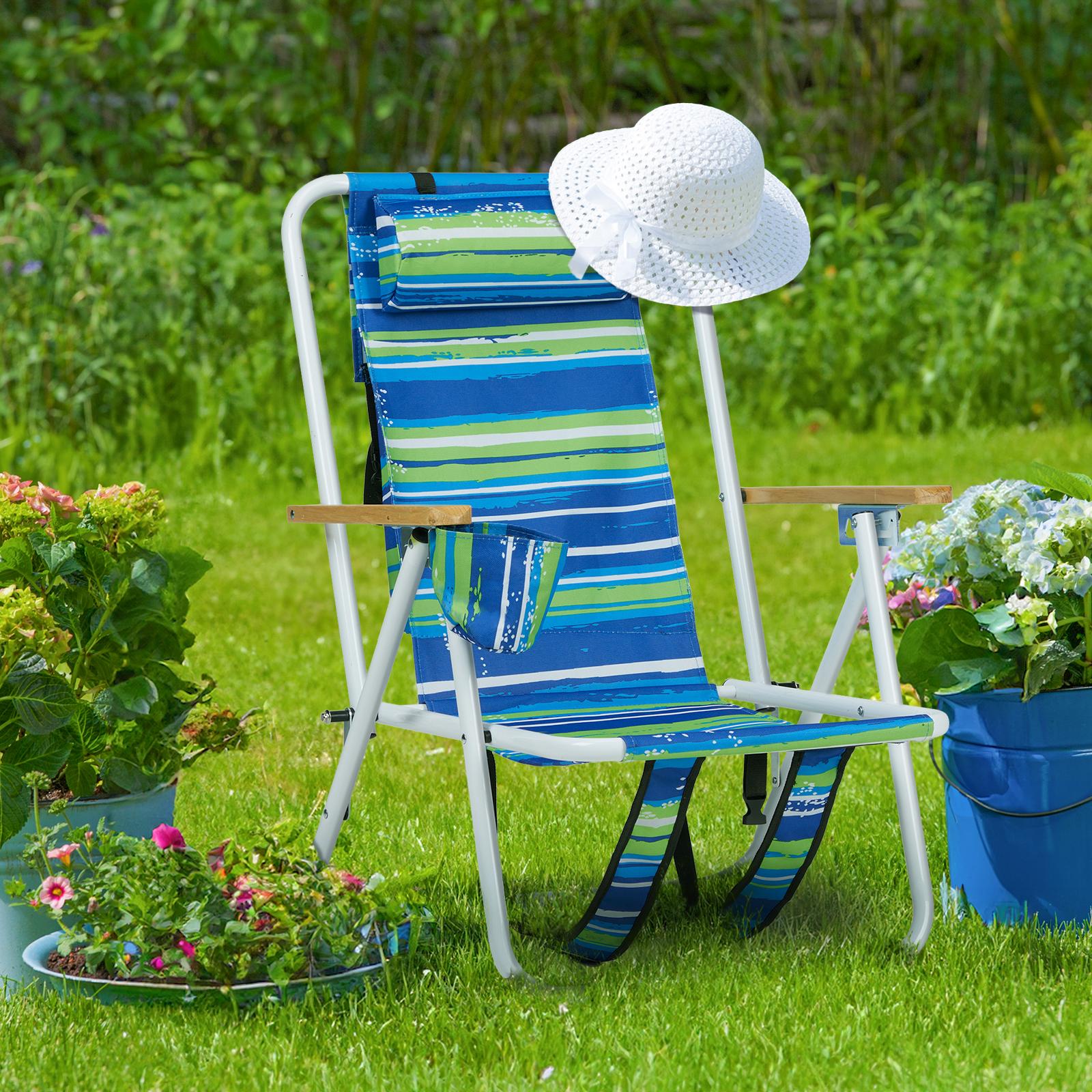 Beach Chair Blue And Green Stripes