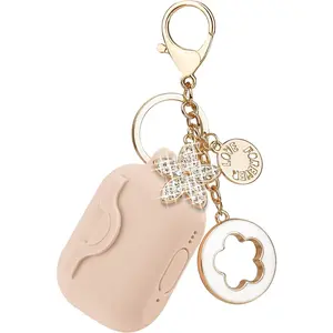 P-HPS04  Secure Lock Case for AirPods Pro 2 with Cute Bling Keychain - Silicone Protective Cover for 2nd Gen AirPods Pro for Women & Girls - Milk Tea