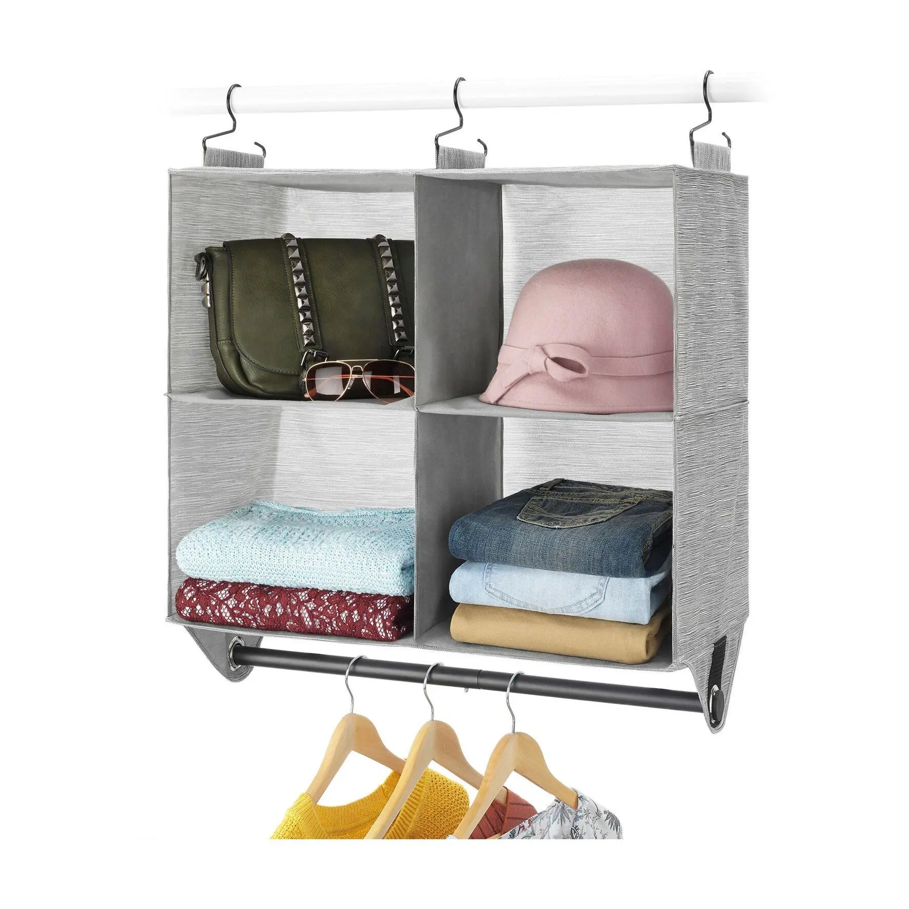 Whitmor 4-Section Fabric Closet Organizer withBuilt-in Chrome Whitmor 4-Section Fabric Closet Organizer withBuilt-in Chrome