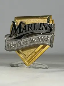 Marlins World Series Pin: Silver & Gold Home Plate - 2003 Baseball Accessory