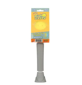 Scrub Daddy Dish Daddy, Dish Wand, Soap Dispensing Dish Brush, Texture Changing Sponge, Dish Sponge with Scraper, Scrubbing Head, & Drip Stand, 1 Ct