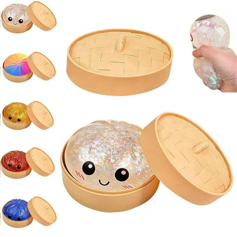 Smiling face emoji Big Dumpling Squishy - Mystery Bun Fidget Toy, Soft TPR Material, Stress Relief, Unboxing Surprise,Random Style.suitable for exchange gifts,Valentine's Day and Easter and Mother's Day gifts