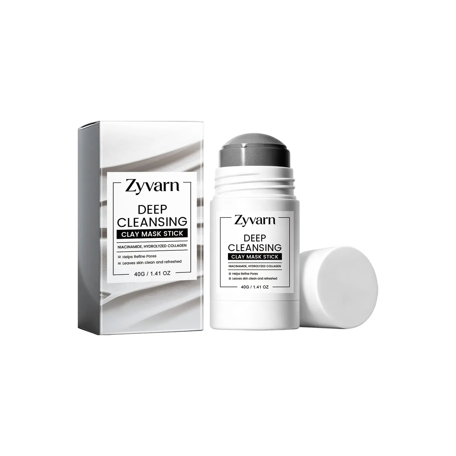 Zyvarn Cleansing Mud Stick, Pore Cleanser, Solid Form to Remove Facial Oil, Refreshing & Portable for Daily Use