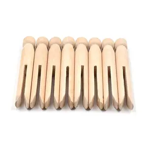 Wood Clothes Pins Pegs Old School 50 Count Round Clothespins Weather Resistant Peg Dolls Traditional Peg Hangers Wooden