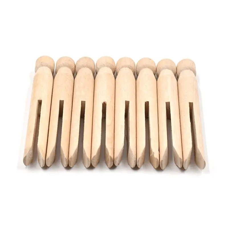 Wood Clothes Pins Pegs Old School 50 Count Round Clothespins Weather Resistant Peg Dolls Traditional Peg Hangers Wooden