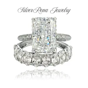 S925 4.O Ct Elegant Radiant Cut Wedding Set Ring for Womer Hight Quality 5A Cubic Zirconia Engagement  Wedding Ring, Birthday Anniversary Gift, Perfect for Daily Wear and Party