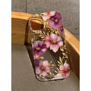 Peony Print Curly Wave Smartphone Casing, Soft & Flexible Cellphone Accessory for iPhone 11/12/13/14/15/16/17 Series, iPhone X Series & Handheld Devices - Easy to Install/Remove, Scratch-Resistant