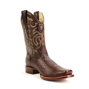 Los Altos Tobacco Ostrich Belly Rodeo Toe Boots
