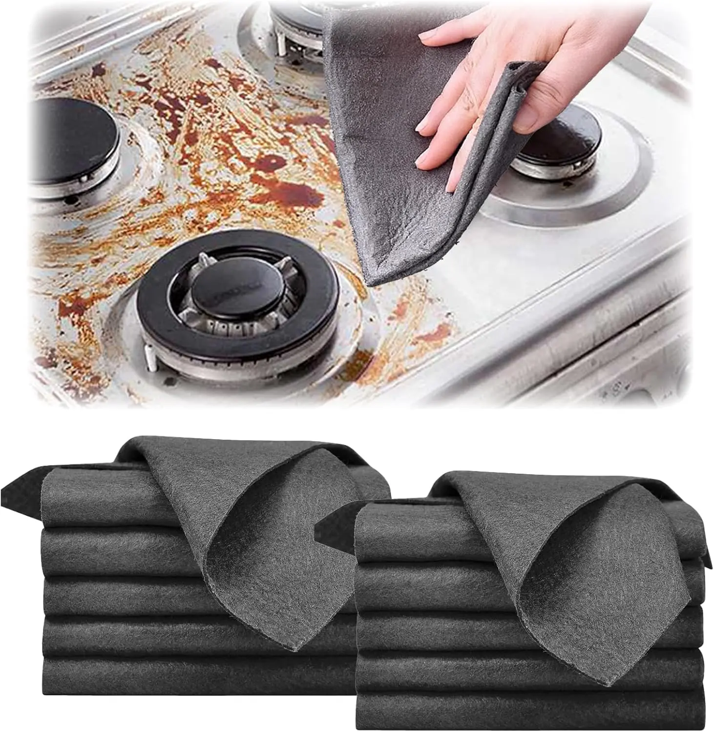 Thickened Magic Cleaning Cloth 2025 New Reusable Microfiber 70 Polyester 30 Polyamide 30x30cm Streak Free Multipurpose Non Scratch Dishcloth Rags for Kitchen Windows Mirror Glass Car 10 Pcs
