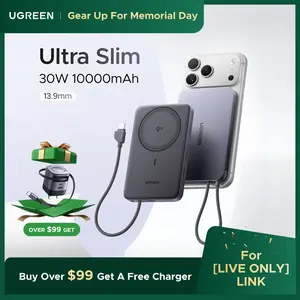 [LIVE ONLY]UGREEN Magnetic Power Bank Qi2 Certified 15W Fast Charging Wireless Battery Pack Slim 10000mAh Magsafe Portable Charger with 30W USB-C for iPhone 17/16/15/14/13/12 Series ,tiktokshopmemorialday,outdoorfun